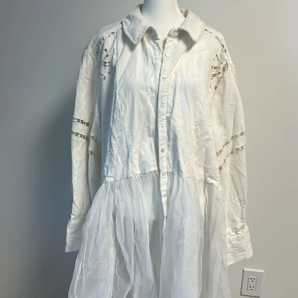 Free People Flower Bud Baby Maxi Top White L